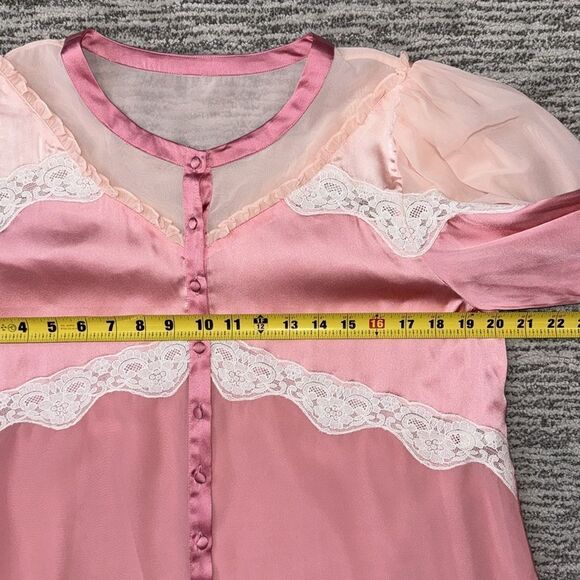 LoveShackFancy Fia Skirt & Zaria Blouse Pink Colorblock Silk Large/Med Revolve - Picture 12 of 16